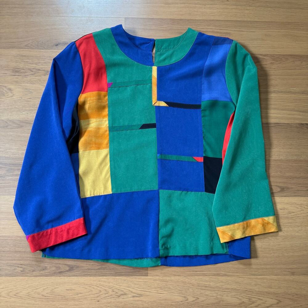 Women's Vintage 90's City Girl Nancy Bolen Green Colorablock 2-Piece Set Sz 8 - Picture 2 of 15